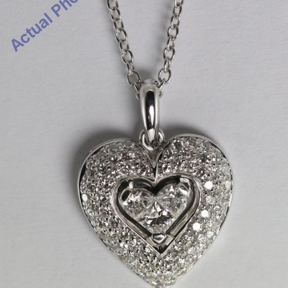 CaratsDirect2U Jewelry - 18K White Princess Diamond Heart Pendant 1 Ct G Si3 C19000078